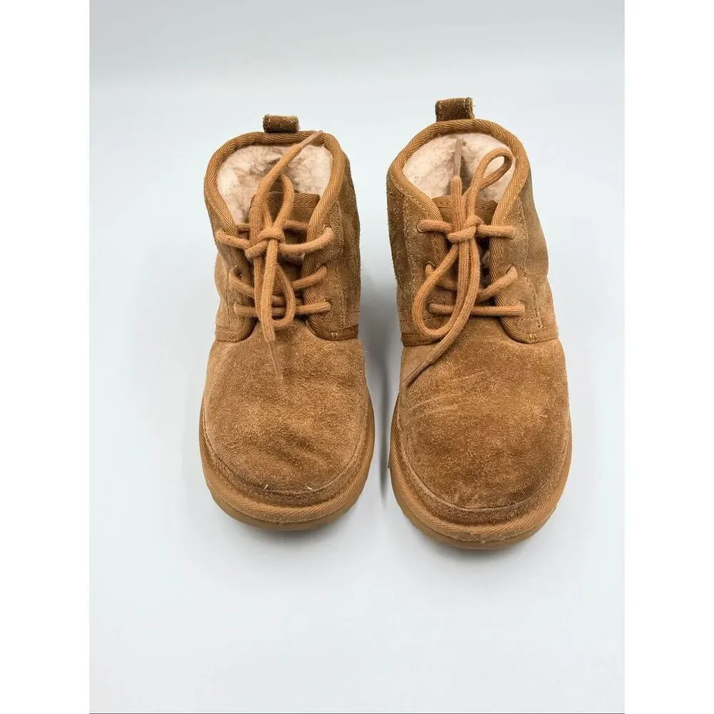 UGG Neumel II Boot Chestnut Brown Suede Lace Chukka Little Kid Size 1 Shoes EUC